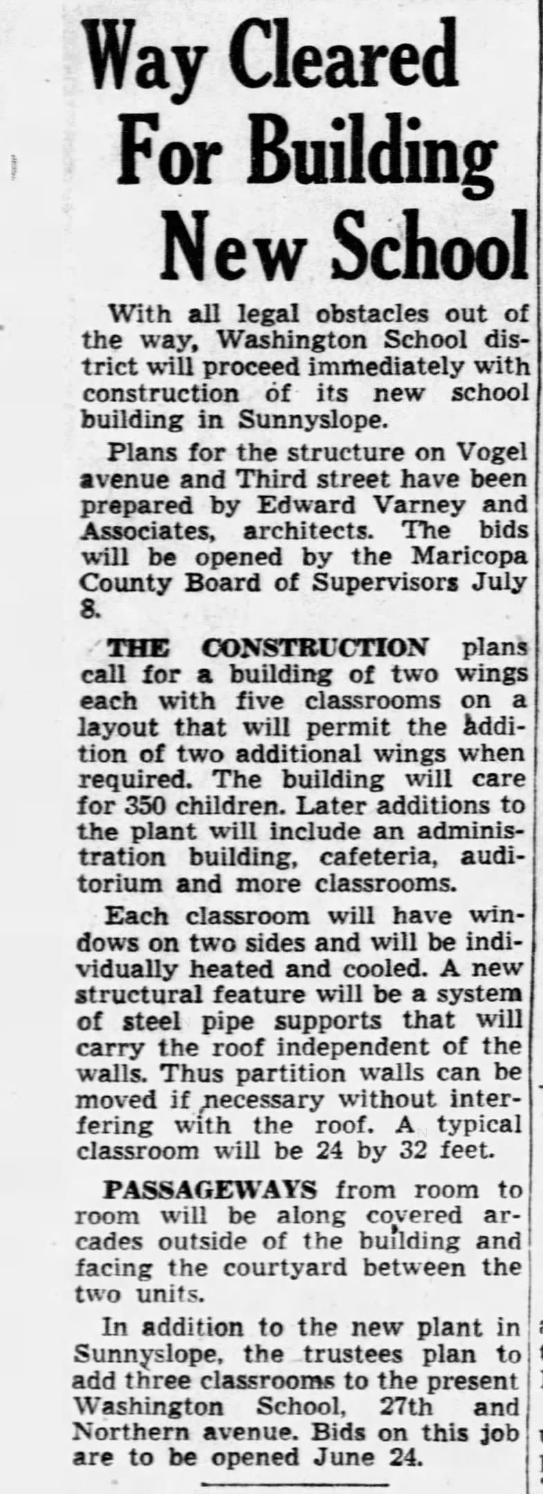 Edward Varney and Associates - School in Sunnyslope - 5/30/1948