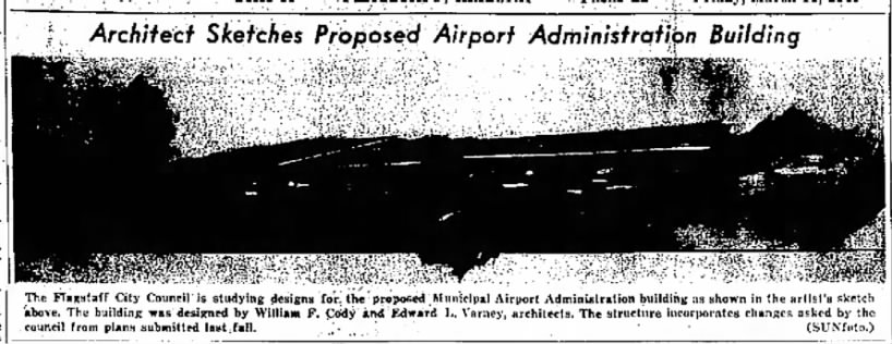 Edward Varney - Proposed Flagstaff Airport Administration Building - 3/11/1949
