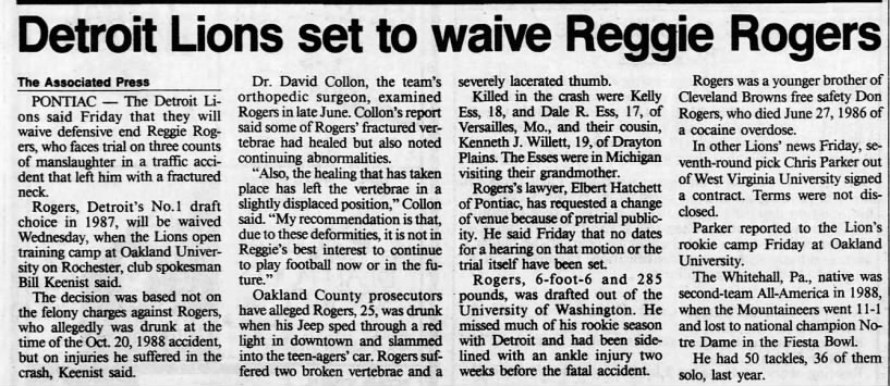 OFF 1989 - Reggie Rogers waived