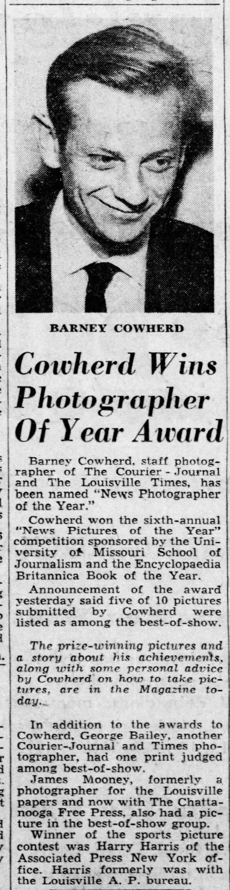 100 Great Courier-Journal Photographs.  Barney Cowherd 1949.