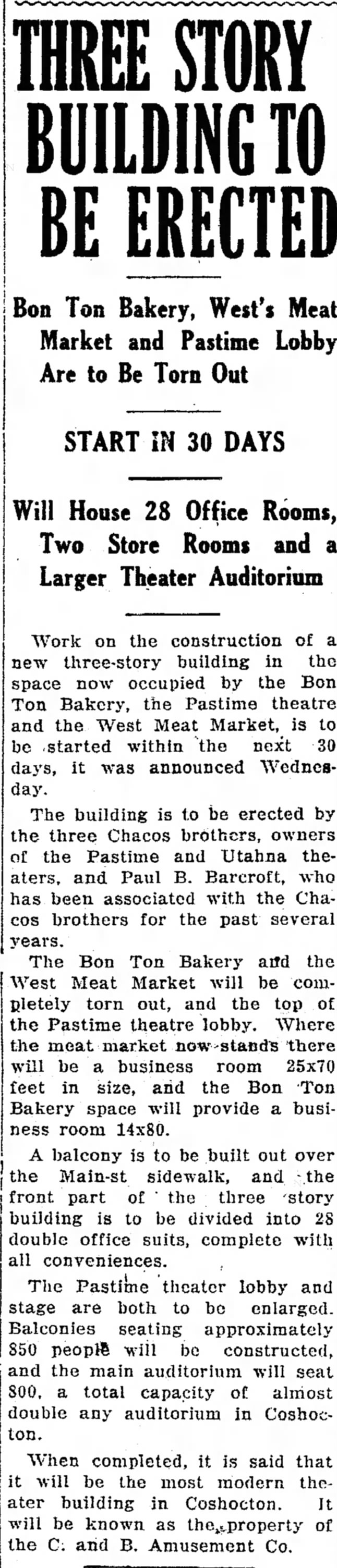 Three Story Building to be Ereted
May 21, 1924