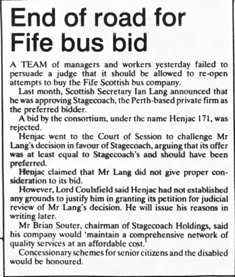 End of road for Fife bus bid