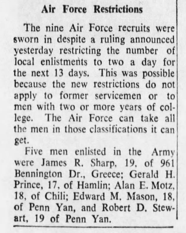 Sharp, James R - Enlistment in Korean War