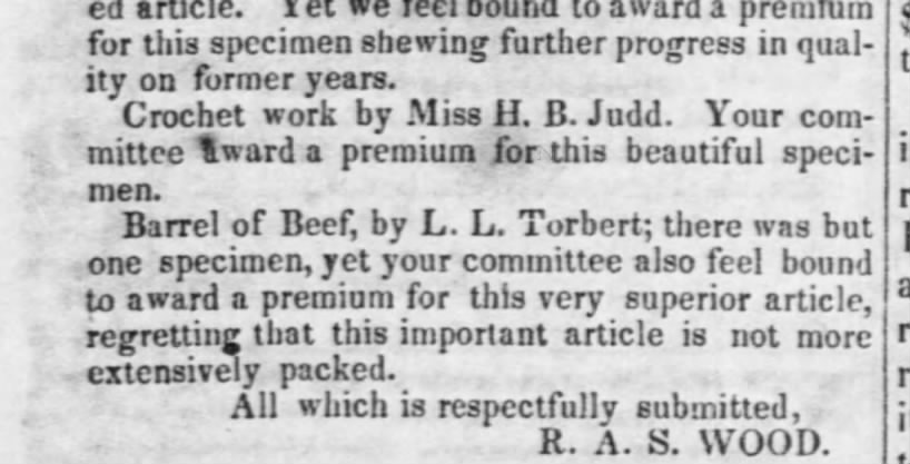 To the President and Gentlemen of the R. H. A. S.: tolbert awarded for beef