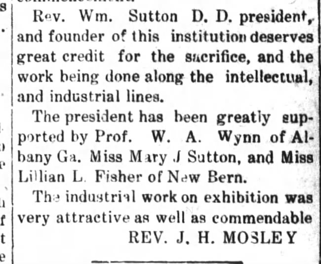 Rev. Wm Sutton D. D. president mention