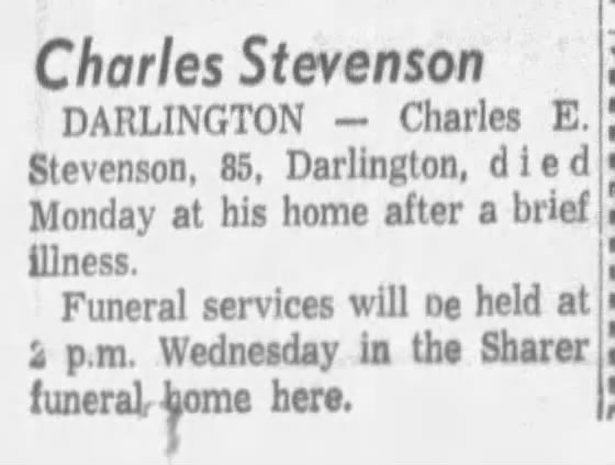 Charles Stevenson death notice