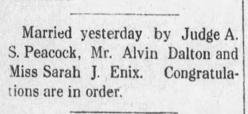 Alvin Dalton marriage - The Daily News 07 Apr 1913