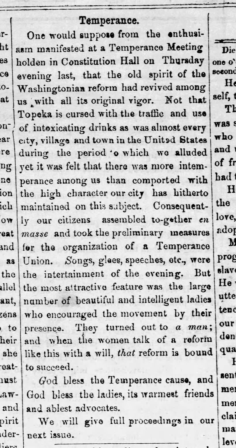 Temperance Rally in Topeka in 1856