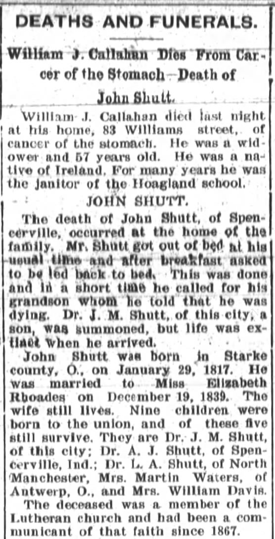 Obituary, John Jacob Shutt