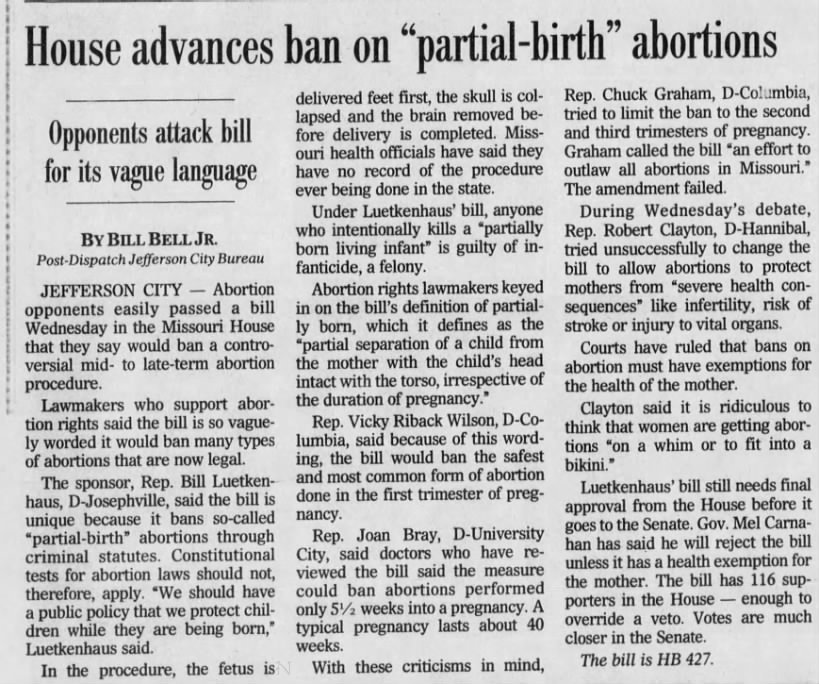 House advances ban on "partial-birth" abortions