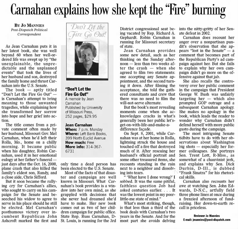 Carnahan explains how she kept the "Fire" burning