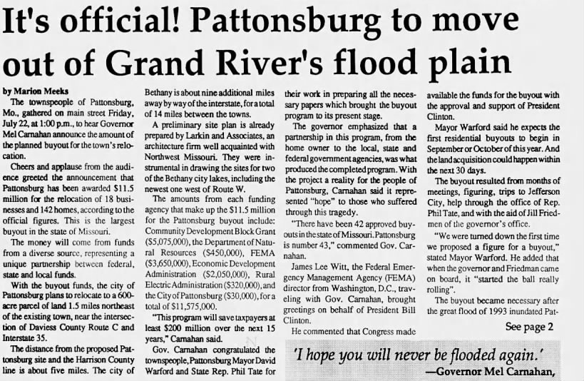 It's official! Pattonsburg to move out of Grand River's flood plain