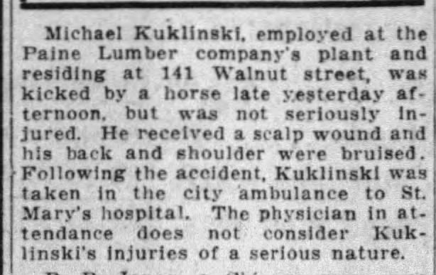 Michael Kuklinski  kicked by a horse