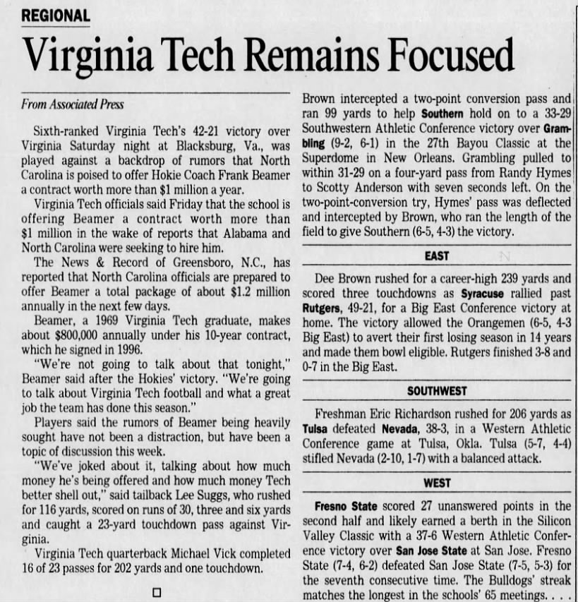 Virginia Tech remains focused {AP}