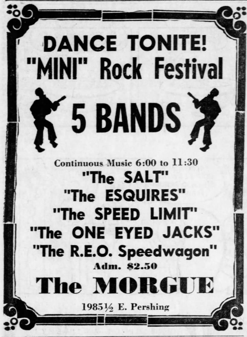 1970/01/24 Mini Rock Festival: Salt/Speed Limit/One Eyed Jacks/REO Speedwagon