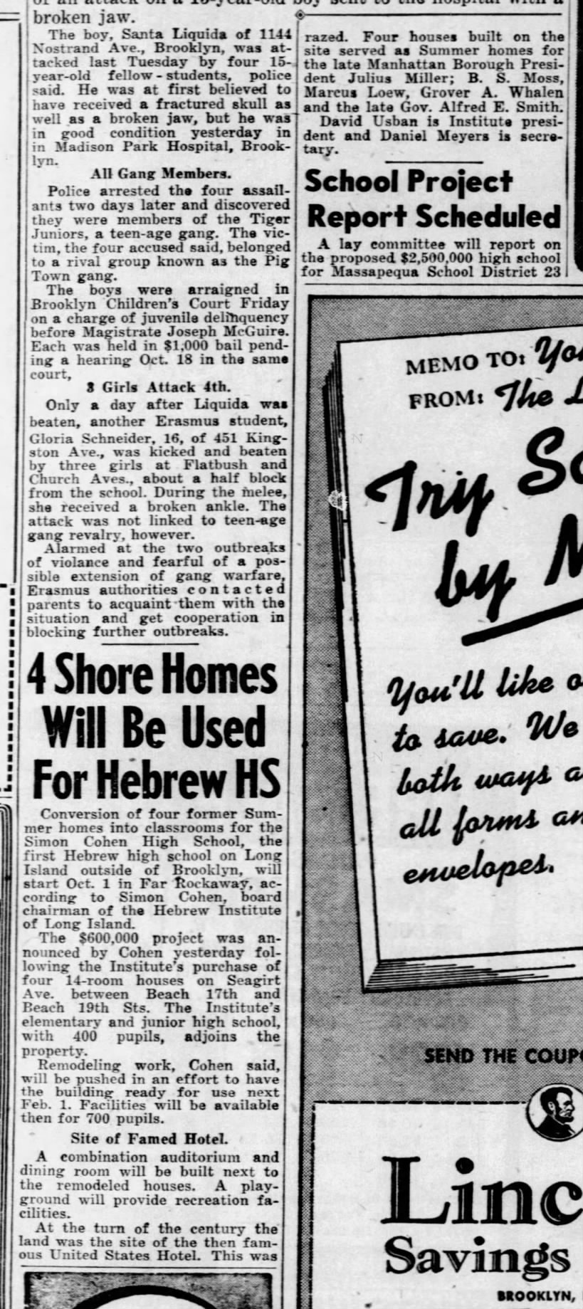 4 Shore Homes Will Be Used fot Hebrew HS