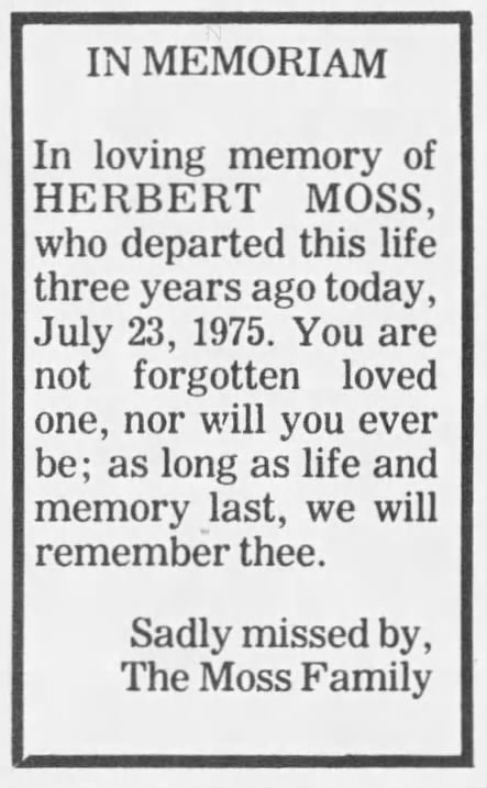 In Memoriam: Herbert Moss