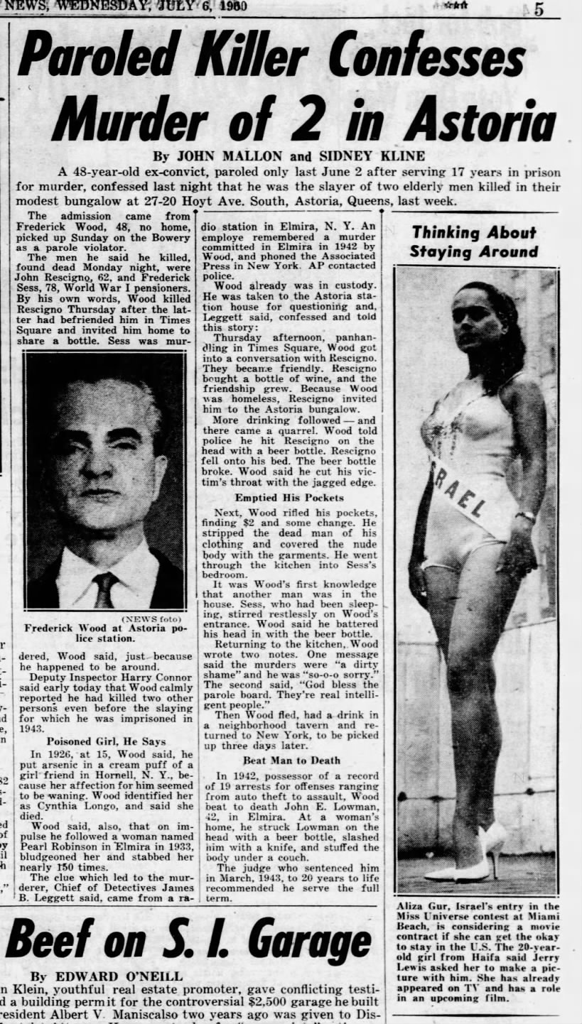 Fred Wood kills 6 Jul 1960