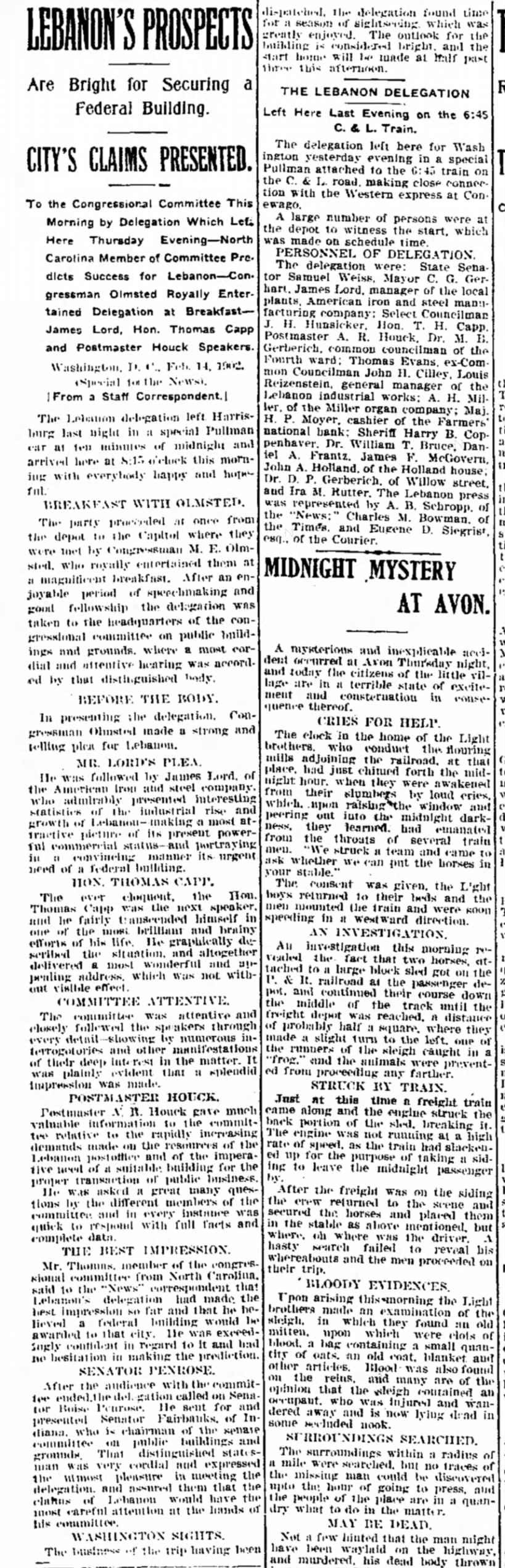 Lebanon Daily News Feb 14, 1902  Lebanon prospects