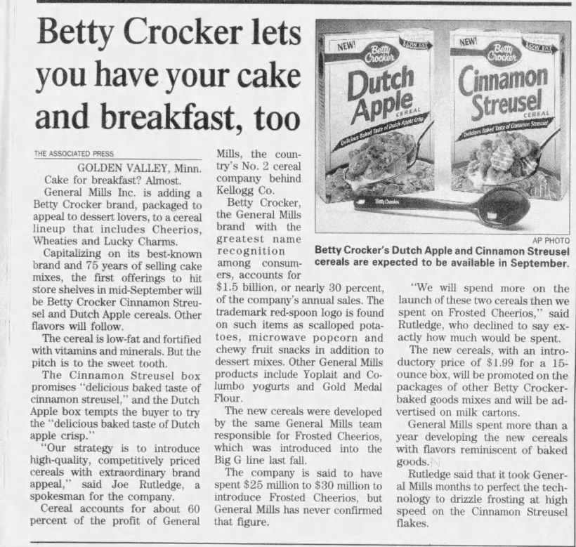 Betty Crocker Cereal 