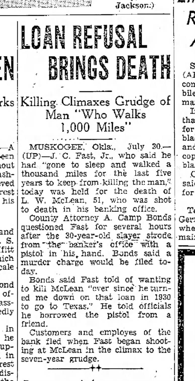 J.C. Fast, Jr. story in Ogden Standard-Examiner (Utah) 30 July 1937