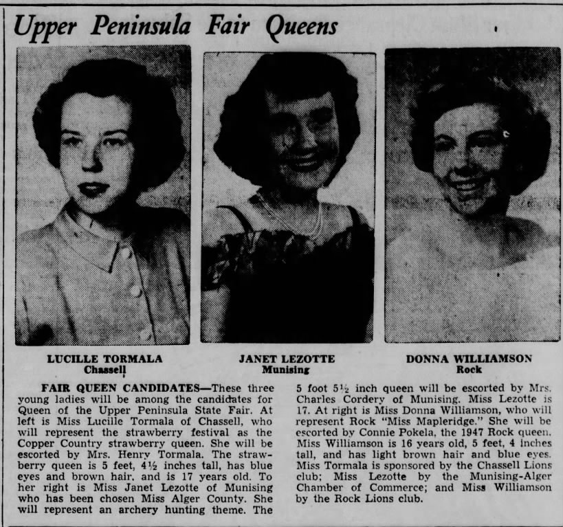 Lucille Tormala age 17, August 12, 1949, Henry Tormala's daughter