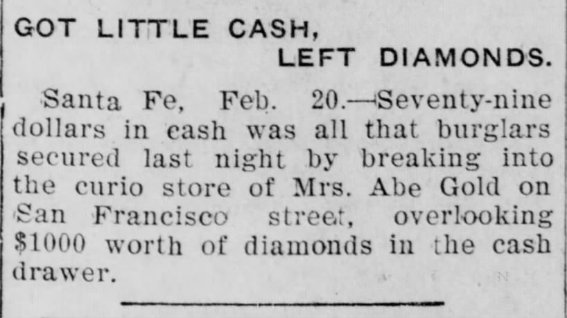 Mary Gold ran Abe's store after his death, per this 1905 article