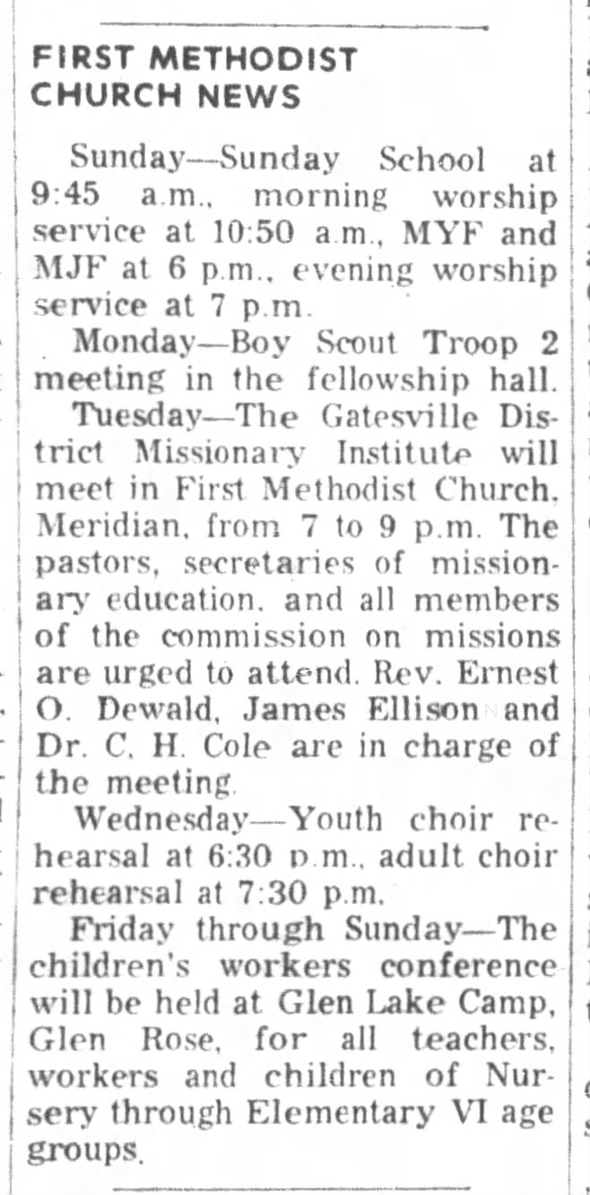 Rev Ernest Otto Dewald 

The Gatesville Messenger and Star-Forum (Gatesville, Texas)09 Oct 1964, Fri