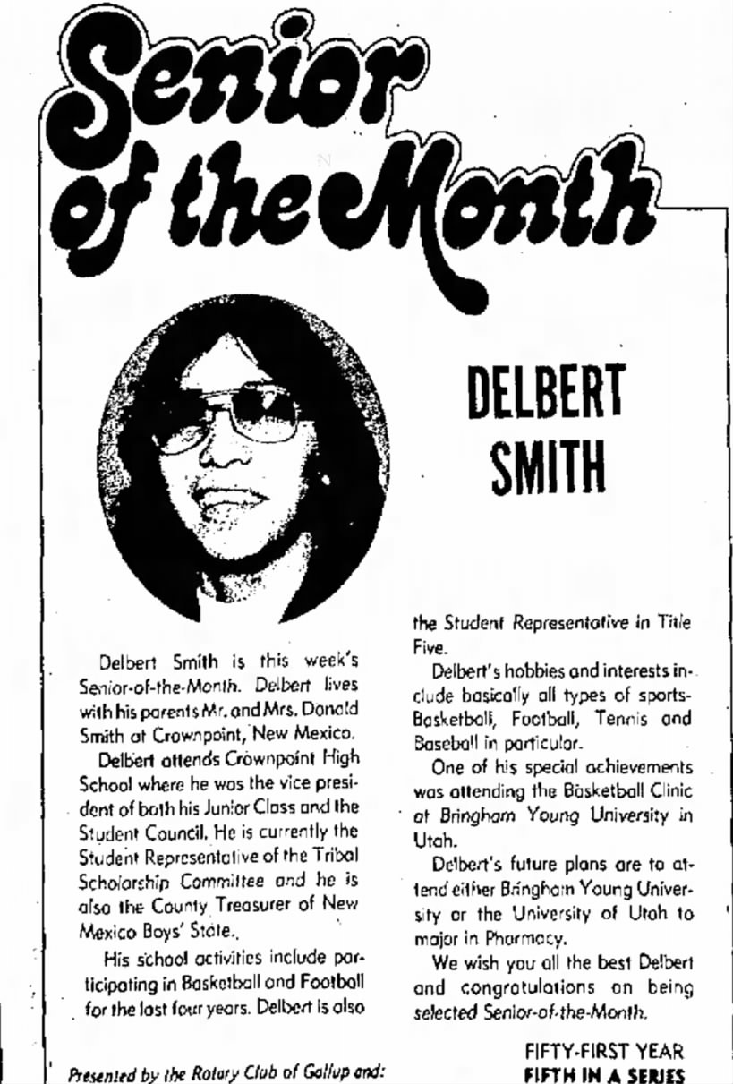 Dobie Smith 1975 Senior of the Month