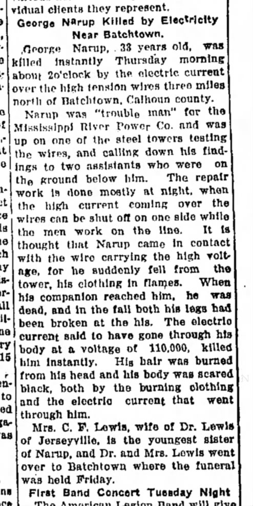 Narup George electrocuted 1921