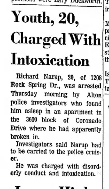 Narup Richard arrest 1968