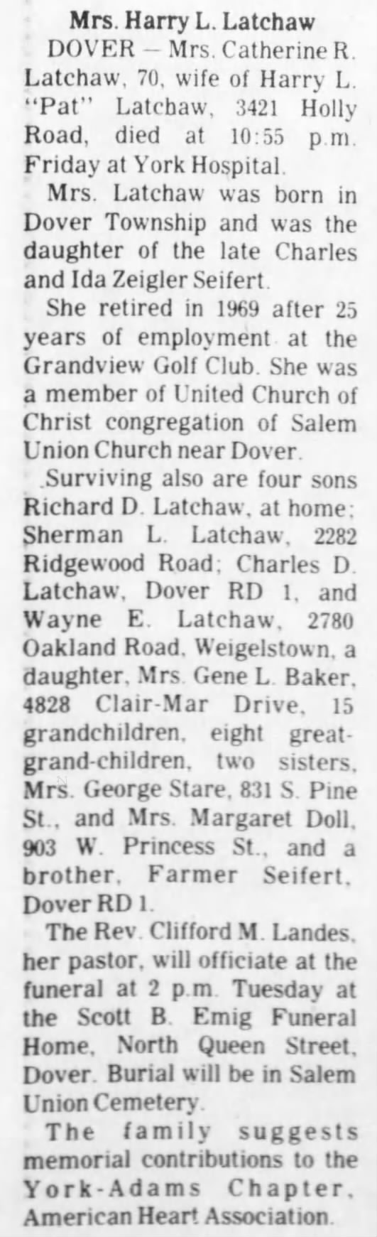 Latchaw, Catherine Rebecca Seifert - Obituary