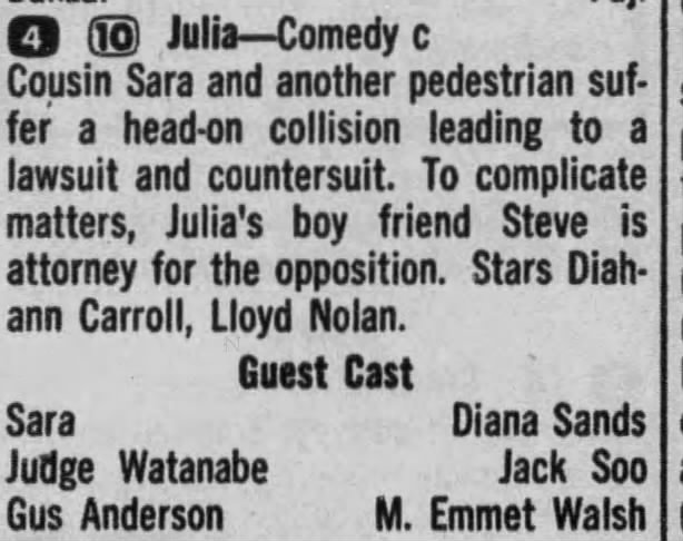 Julia guest cast January 31, 1971