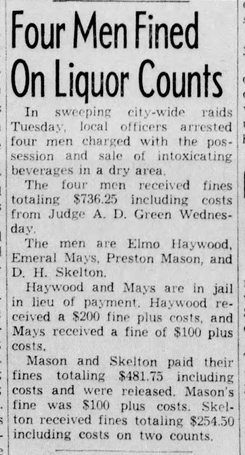 Haywood, The Vernon Daily Record, 19 Jun 1952 p1 c6