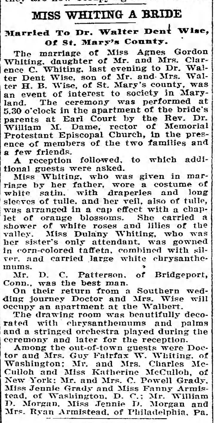 Wise Whiting wedding 1914