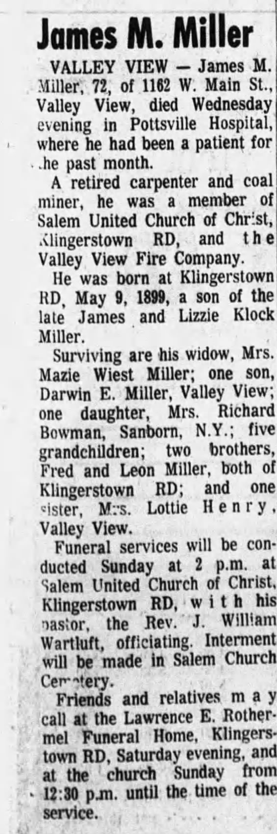 Obituary for James M. Miller