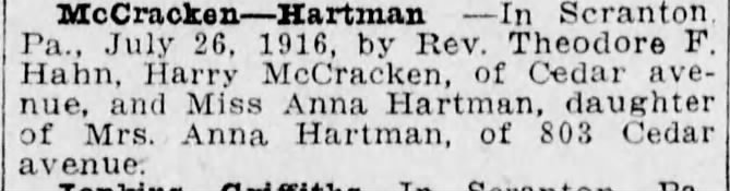 Ann Hartman weds Harry McCracken