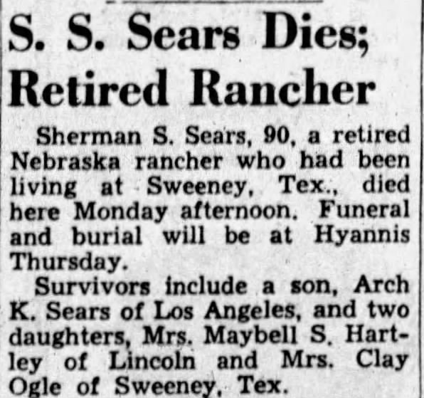 Obituary for Sherman S. Sears (Aged 90)