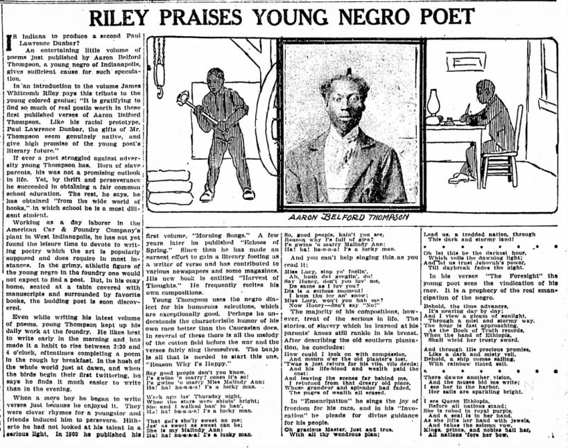 Riley Praises Young Negro Poet