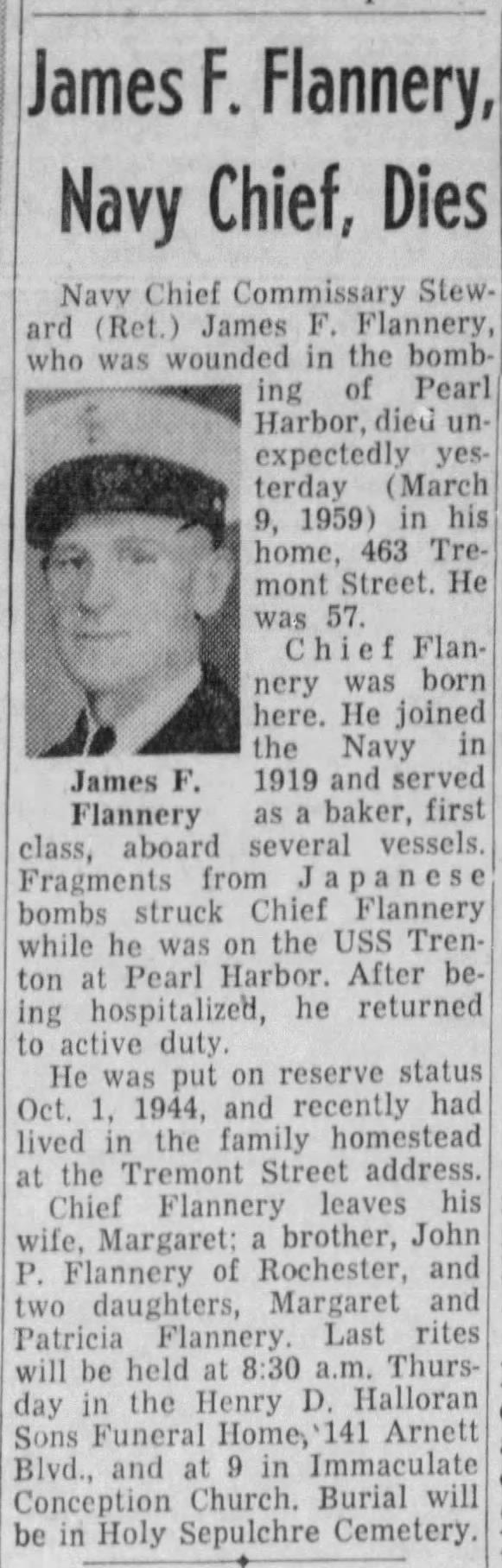 James Flannery, Navy, Chief Dies