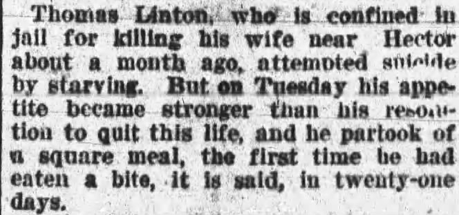Thomas Linton refusal to eat.