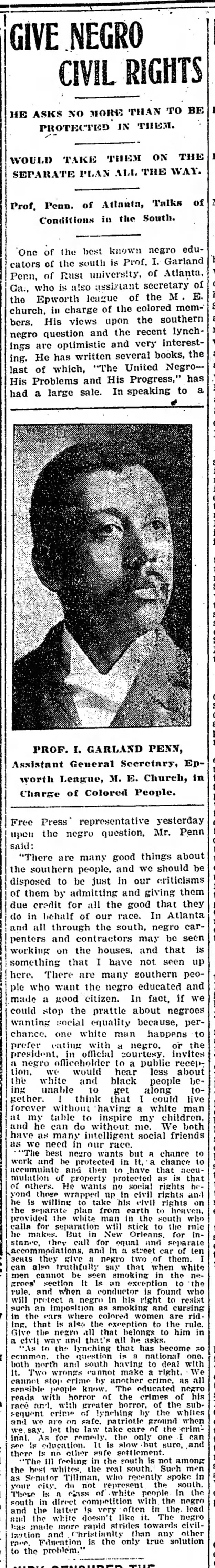 Give Negro Civil Rights, Detroit Free Press (Detroit, Michigan), July 18, 1903, page 12