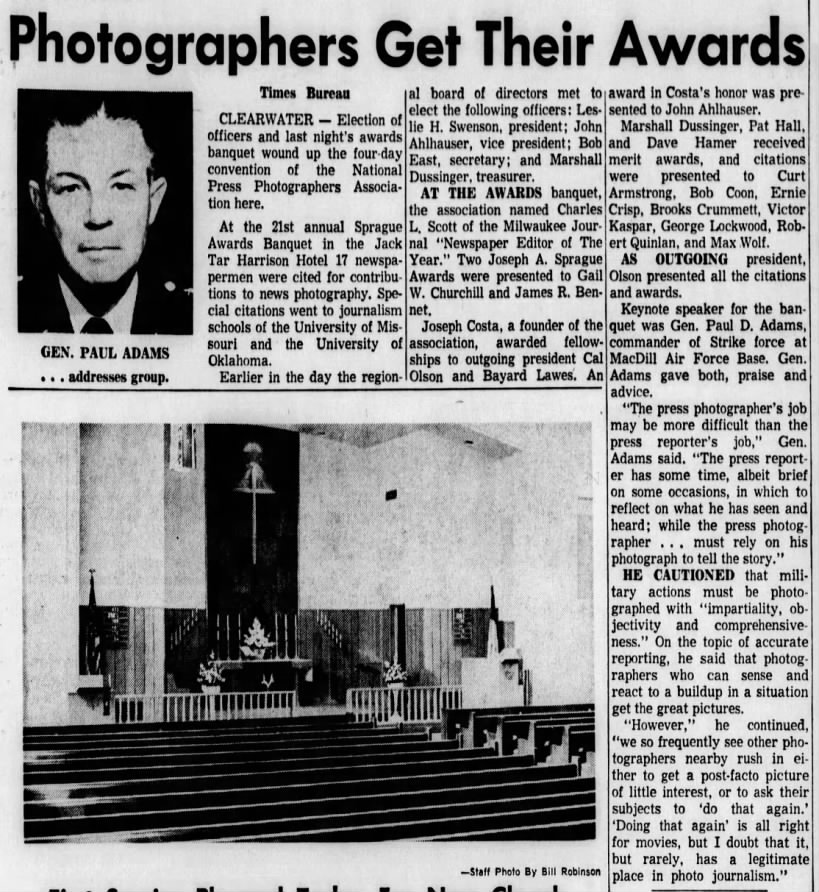 Photographers Get Their Awards, Tampa Bay Times (St. Petersburg, Florida) 26 June 1966, page 9