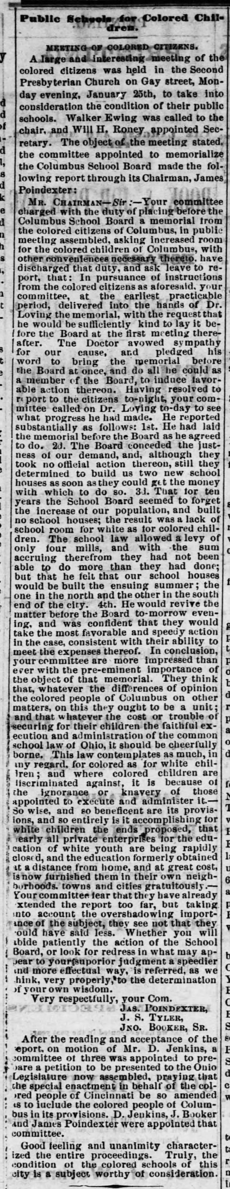 Public Schools for Colored Children, Daily Ohio Statesman (Columbus, Ohio) January 27, 1869, page 3