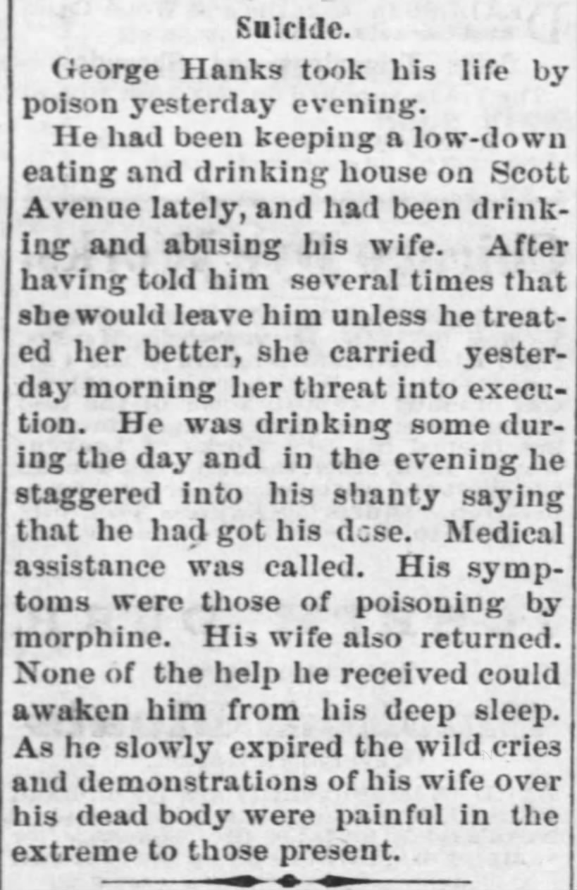 Suicide, Fort Scott Daily Monitor (Fort Scott, Kansas), Tue, Oct 24, 1871, page 4