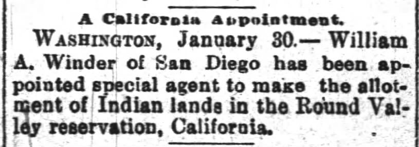 A California Appointment, Oakland Tribune (Oakland, California) January 30, 1894, page 1
