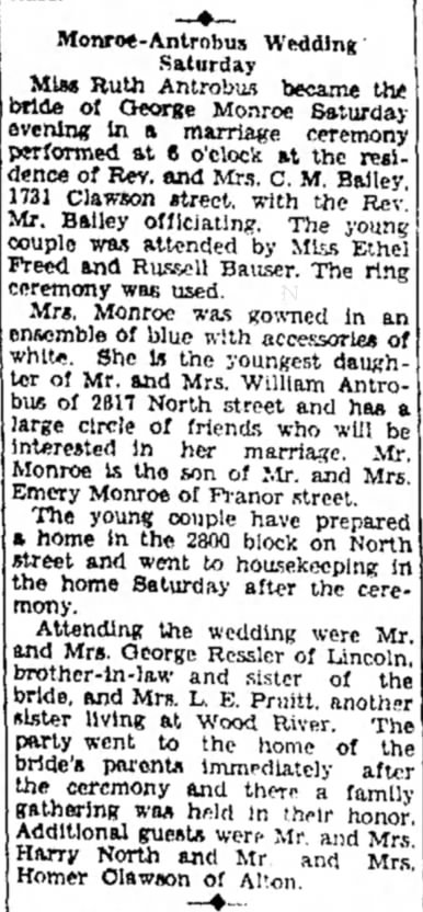 Ruth Antrobus-George Monroe Wedding