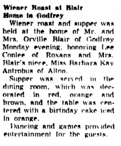 Barbara Kay Antrobus's birthday at aunt Gladys Blair's house in Godfrey