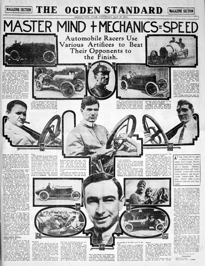 The Ogden Standard, 1914 Indy 500 preview