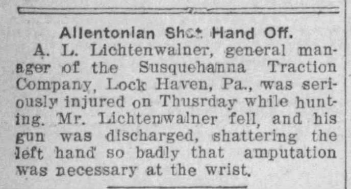 Allentownian shot hand off/A.L. Lichtenwalner